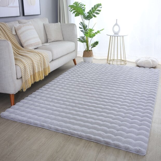 flycarpets Felicia Hoogpolig Fluffy Zilver vloerkleed - 3D Design