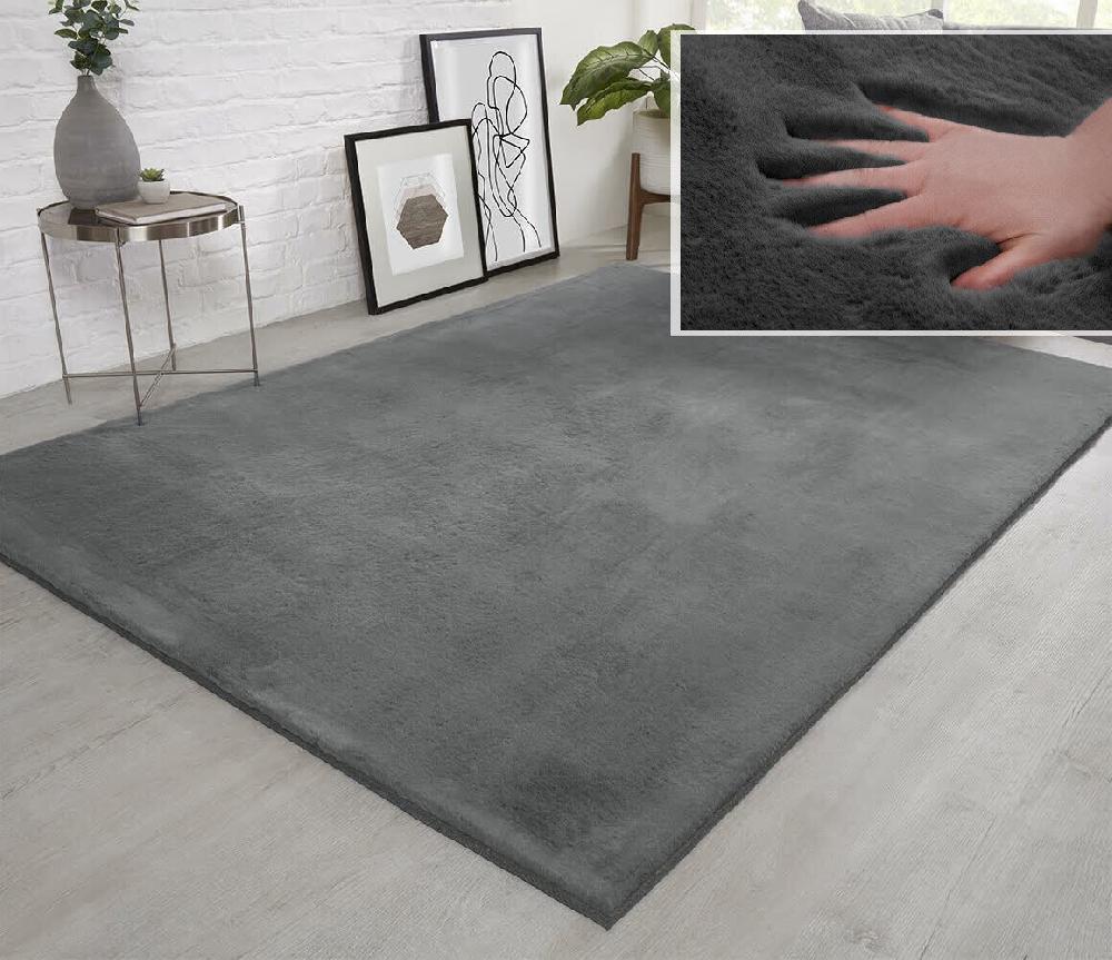 Flycarpets Fluffy Vloerkleed - Effen Hoogpolig Super Zacht - Grijs