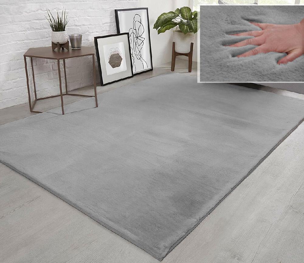 Flycarpets Fluffy Vloerkleed - Effen Hoogpolig Super Zacht - Lichtgrijs / Zilver