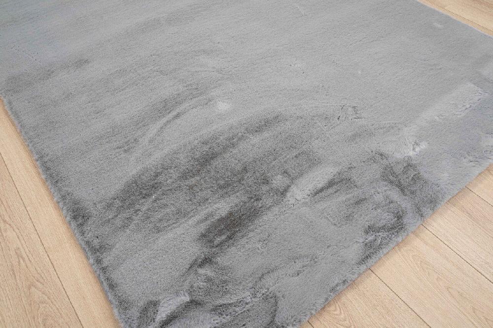Flycarpets Fluffy Vloerkleed - Effen Hoogpolig Super Zacht - Lichtgrijs / Zilver