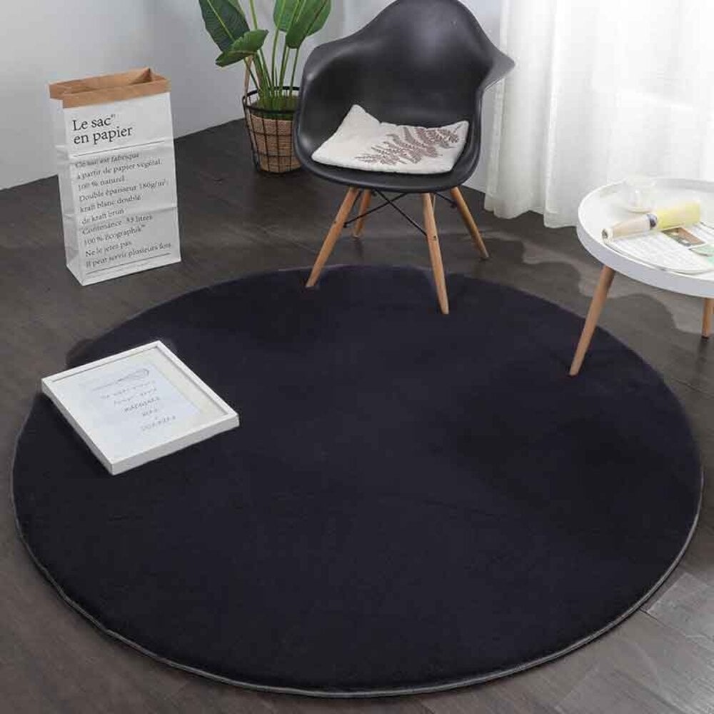 Flycarpets Fluffy Vloerkleed - Effen Hoogpolig Super Zacht - Zwart