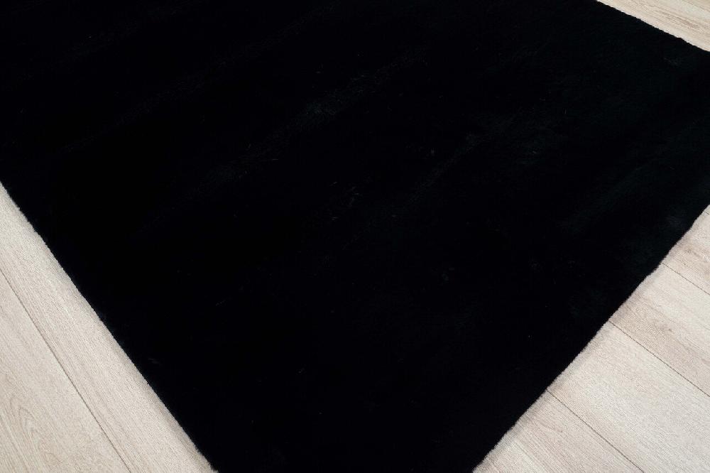 Flycarpets Fluffy Vloerkleed - Effen Hoogpolig Super Zacht - Zwart