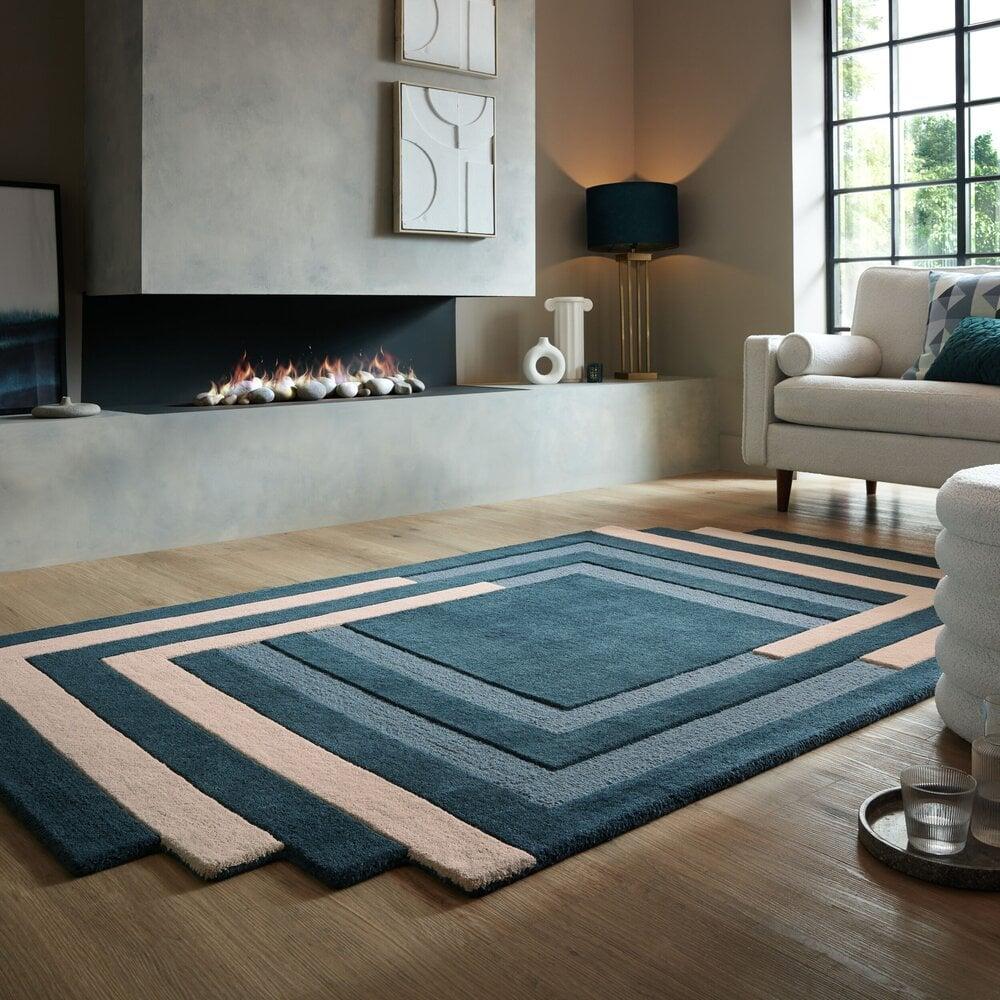 Flycarpets Abstract Vloerkleed - Labyrinth Blauw