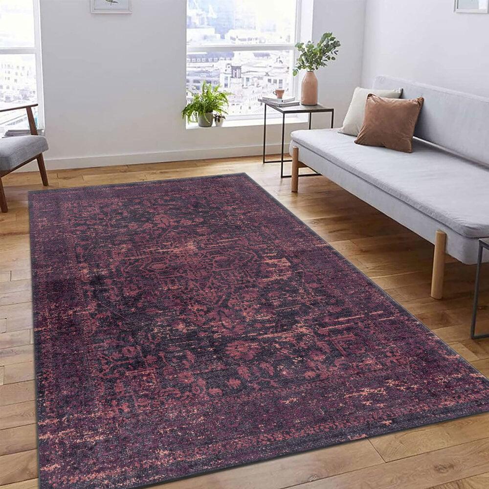 Flycarpets Amira Vintage Rood Vloerkleed - Wasbaar