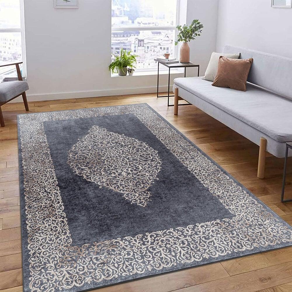 Flycarpets Amira Vintage Zwart Vloerkleed - Wasbaar