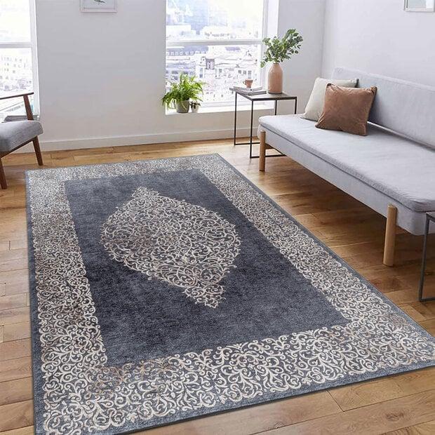 flycarpets Amira Vintage Zwart vloerkleed - Wasbaar