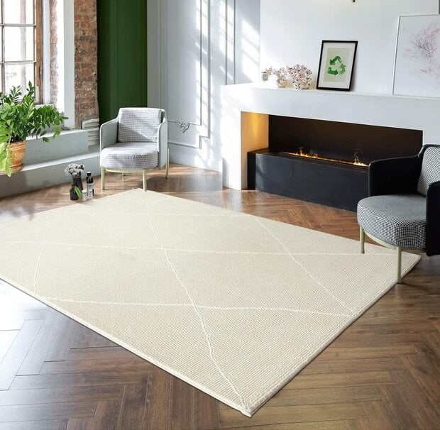 flycarpets Aurelia Modern Crème vloerkleed - Geruit