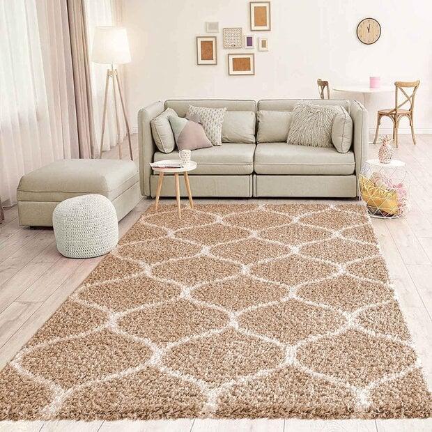 flycarpets Azure Hoogpolig Beige vloerkleed