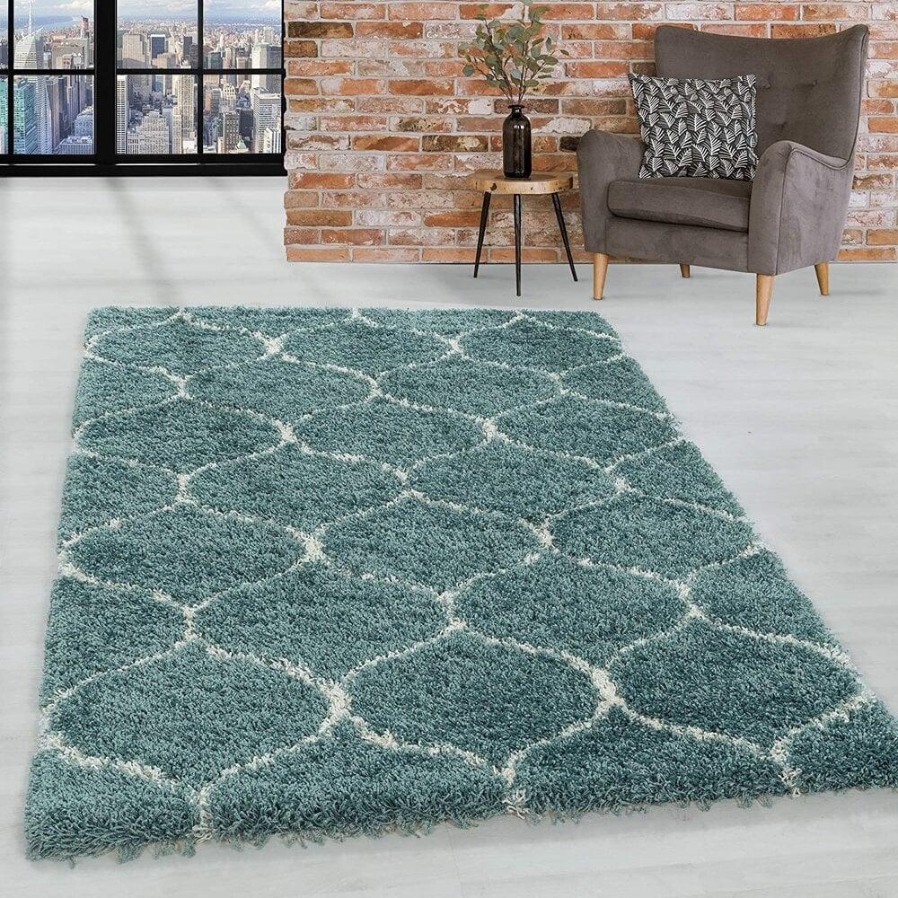 Flycarpets Azure Hoogpolig Blauw Vloerkleed