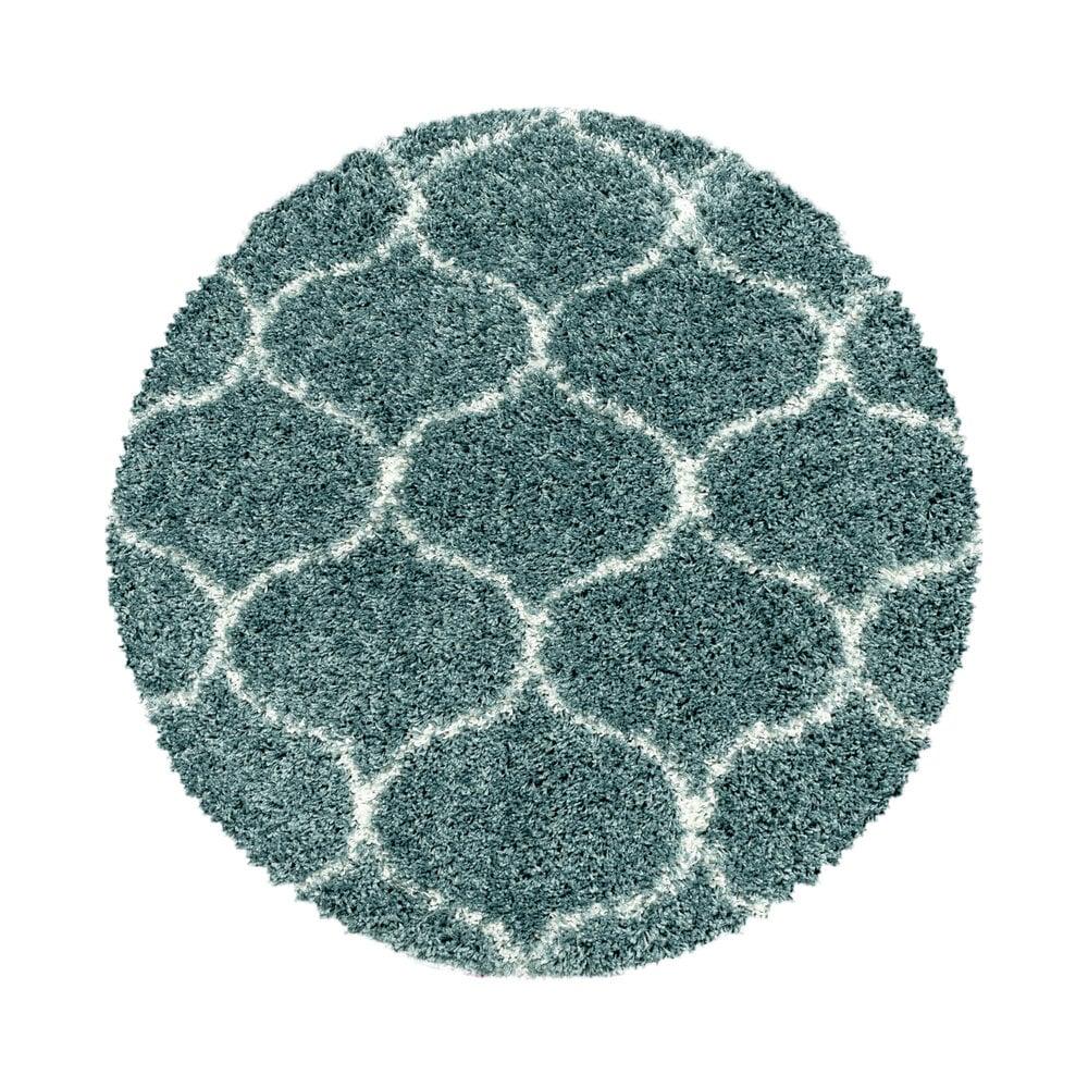 Flycarpets Azure Hoogpolig Blauw Vloerkleed - Rond