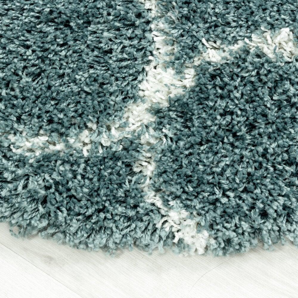 Flycarpets Azure Hoogpolig Blauw Vloerkleed - Rond