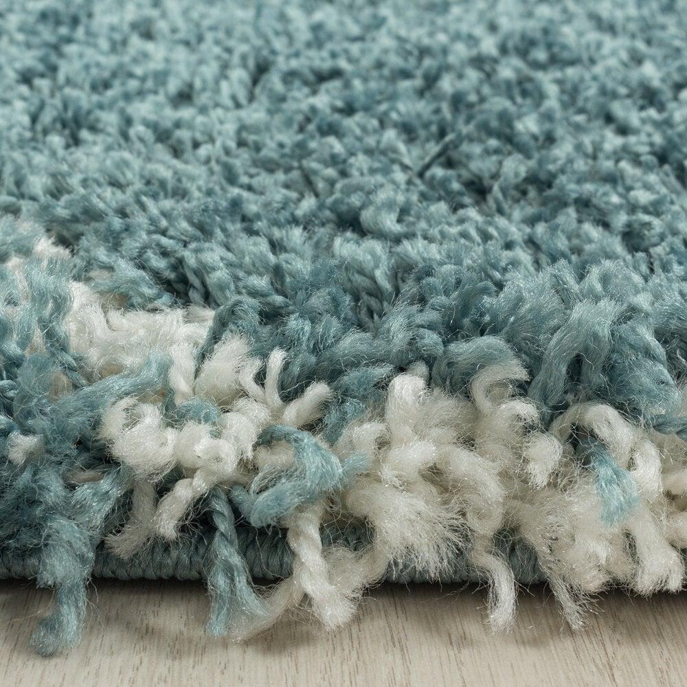 Flycarpets Azure Hoogpolig Blauw Vloerkleed - Rond