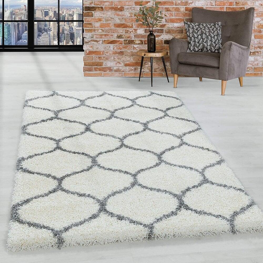 Flycarpets Azure Hoogpolig Crème / Grijs Vloerkleed
