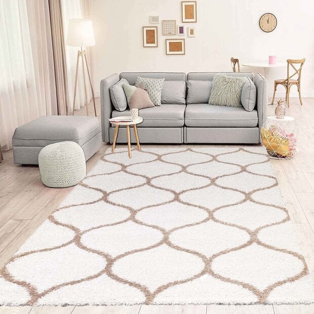 flycarpets Azure Hoogpolig Crème vloerkleed