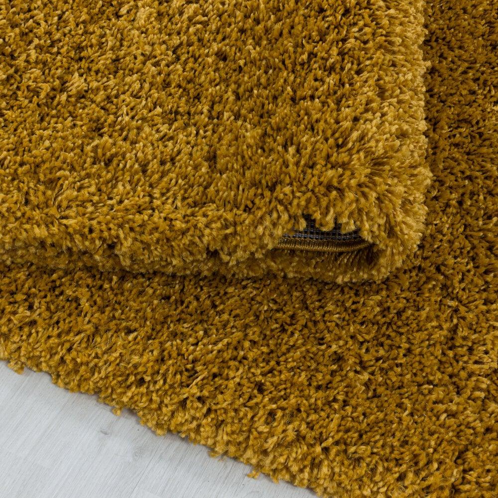 Flycarpets Azure Hoogpolig Goud Vloerkleed - Effen