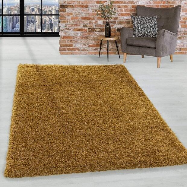 flycarpets Azure Hoogpolig Goud vloerkleed - Effen