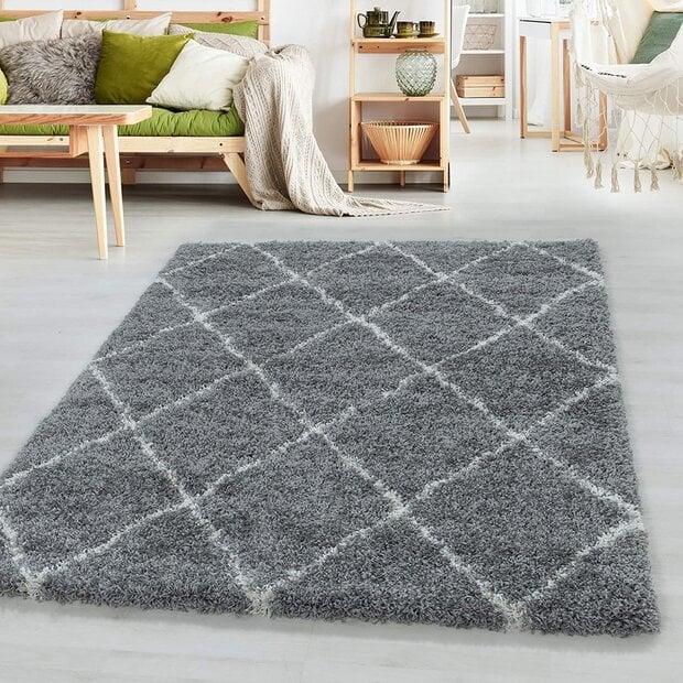 flycarpets Azure Hoogpolig Grijs vloerkleed - Geruit