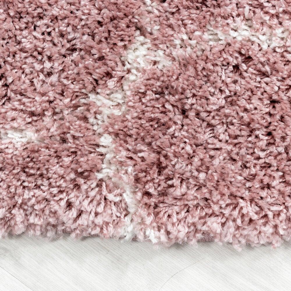Flycarpets Azure Hoogpolig Roze Vloerkleed - Rond