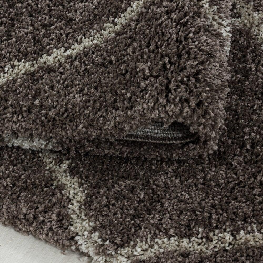Flycarpets Azure Hoogpolig Taupe Vloerkleed - Geruit