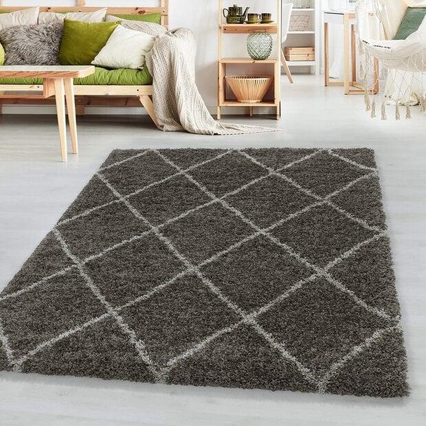 flycarpets Azure Hoogpolig Taupe vloerkleed - Geruit