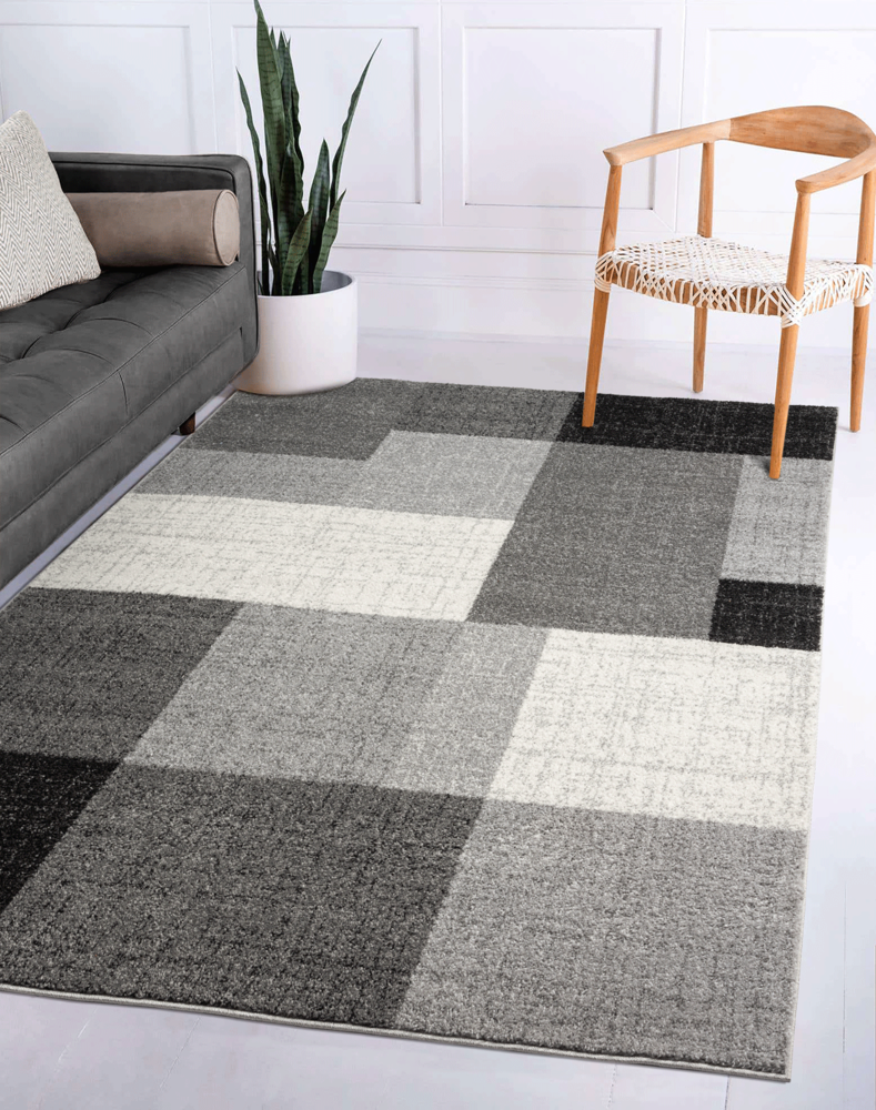 Flycarpets Belos Modern Grijs Vloerkleed - Geblokt