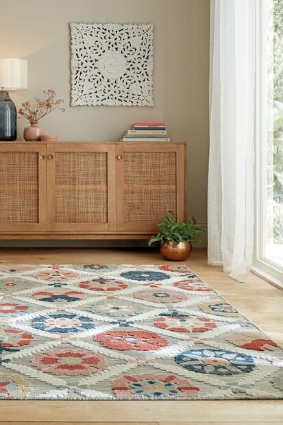 flycarpets Binnen- En Buitenkleed - Flora Grijs/Multi