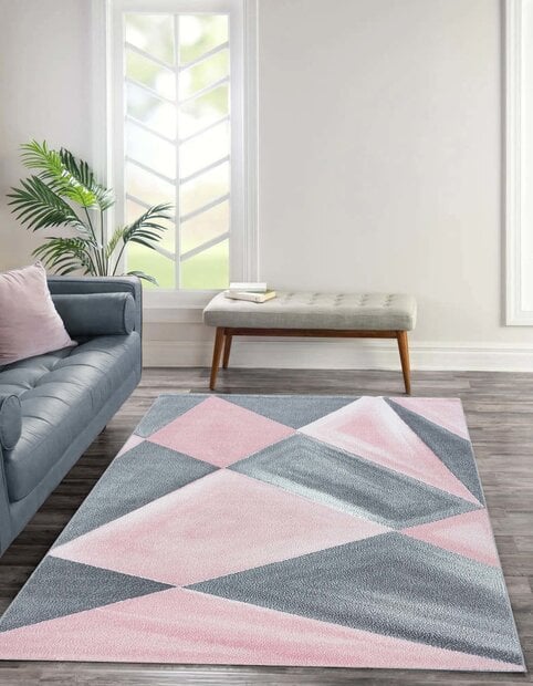 flycarpets Fano Modern Roze - Grijs vloerkleed