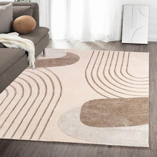 flycarpets Japandi vloerkleed – Evora Beige/Crème