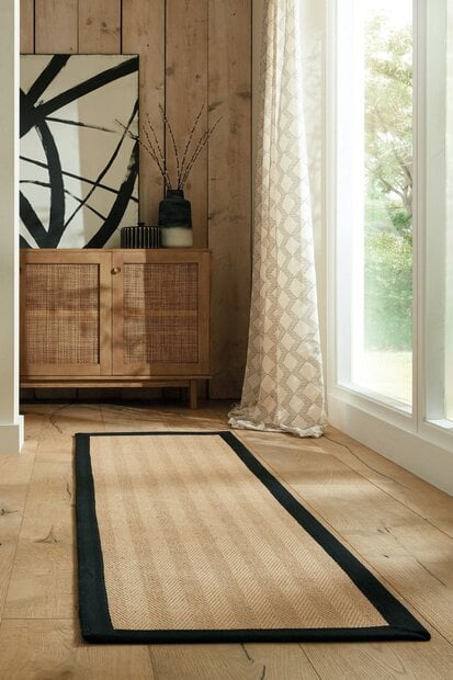flycarpets Jute Loper - Kira Naturel / Zwart