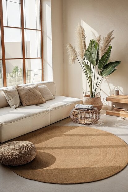 flycarpets Jute vloerkleed - Rangpur Rond Naturel