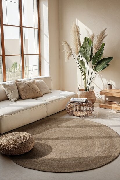 flycarpets Jute vloerkleed - Rangpur Rond Taupe