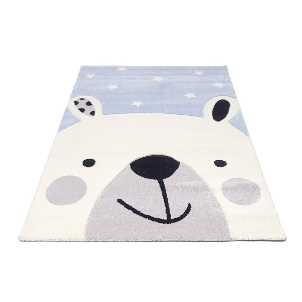 Flycarpets Kids Beer Blauw Vloerkleed