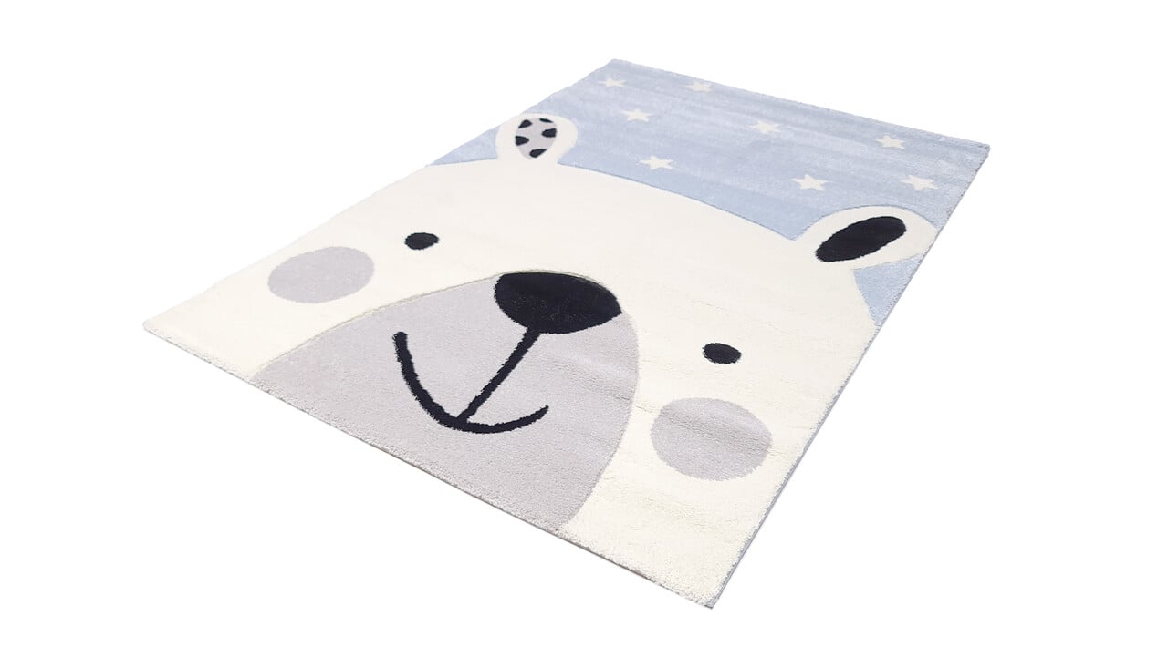 Flycarpets Kids Beer Blauw Vloerkleed