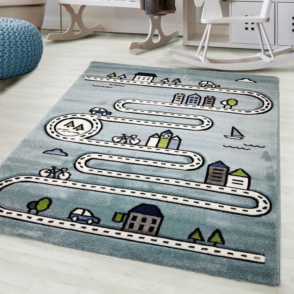 Flycarpets Kids City Blauw Vloerkleed