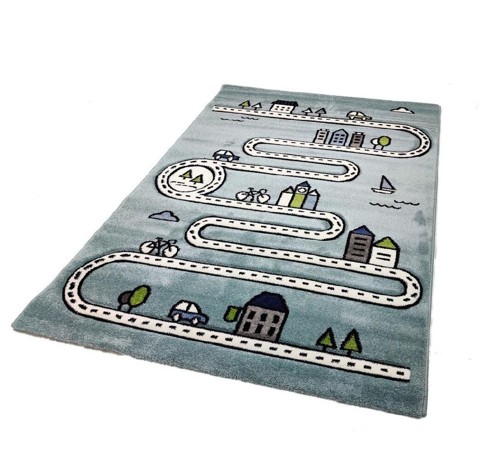 Flycarpets Kids City Blauw Vloerkleed