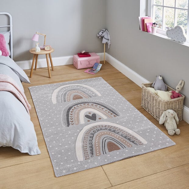 flycarpets Kids Kinderkamer Grijs vloerkleed