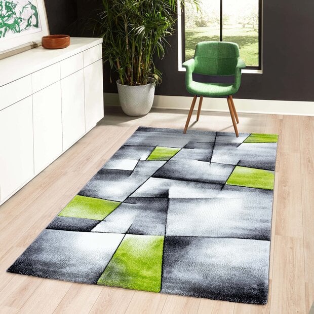 flycarpets Kristal Modern Groen vloerkleed