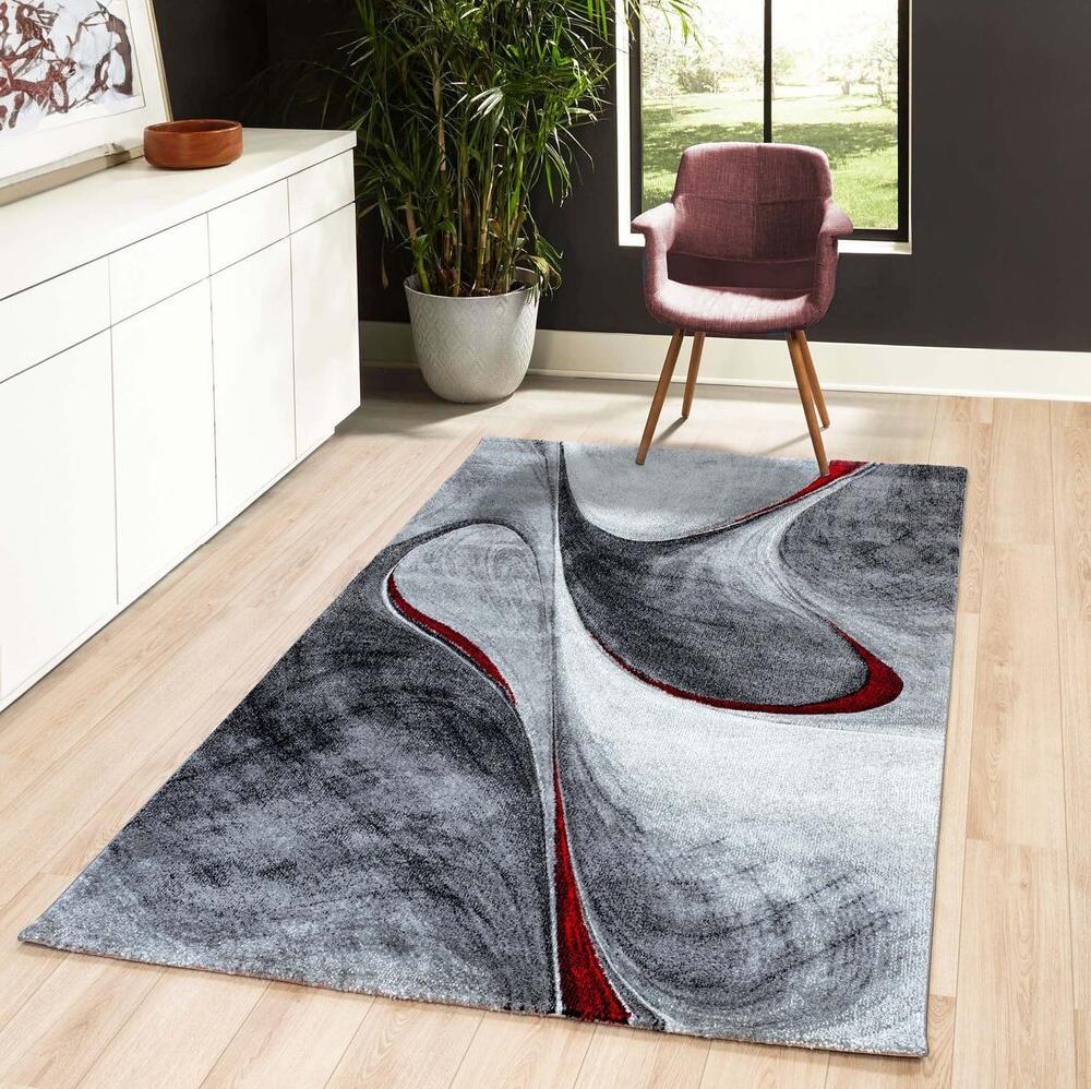 Flycarpets Kristal Modern Rood Vloerkleed