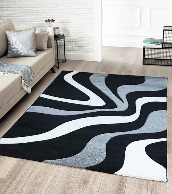 flycarpets Kristal Modern Zwart vloerkleed