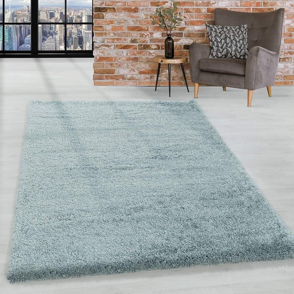 Flycarpets Luna Hoogpolig Blauw Vloerkleed - Geo