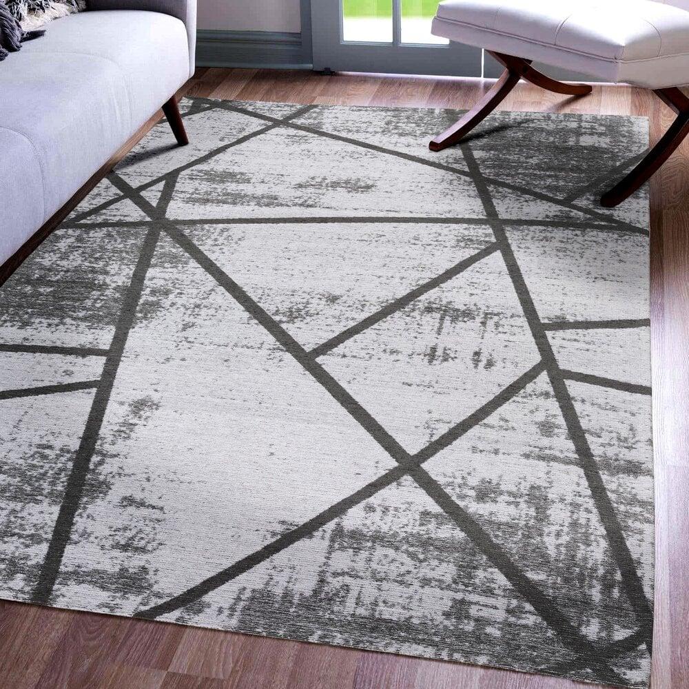 Flycarpets Madras Wasbaar Grijs Vloerkleed - Modern