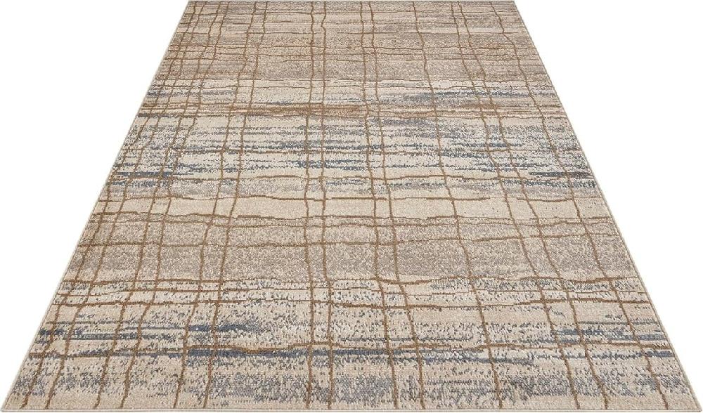 Flycarpets Modern Vloerkleed - Jord Crème/Blauw