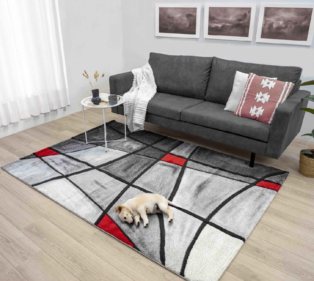 Flycarpets Modern Vloerkleed - Kristal Rood