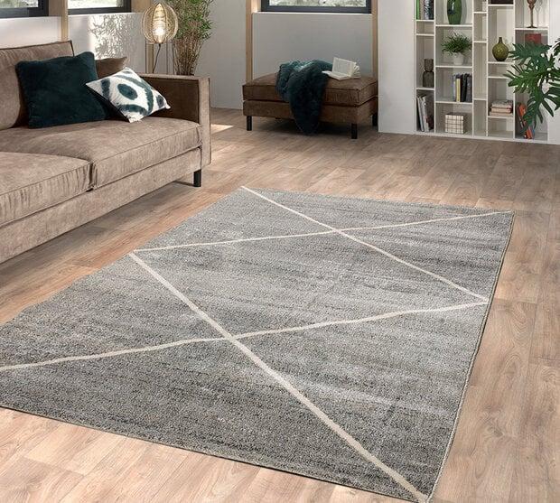 flycarpets Modern vloerkleed - Lima Geruit Grijs