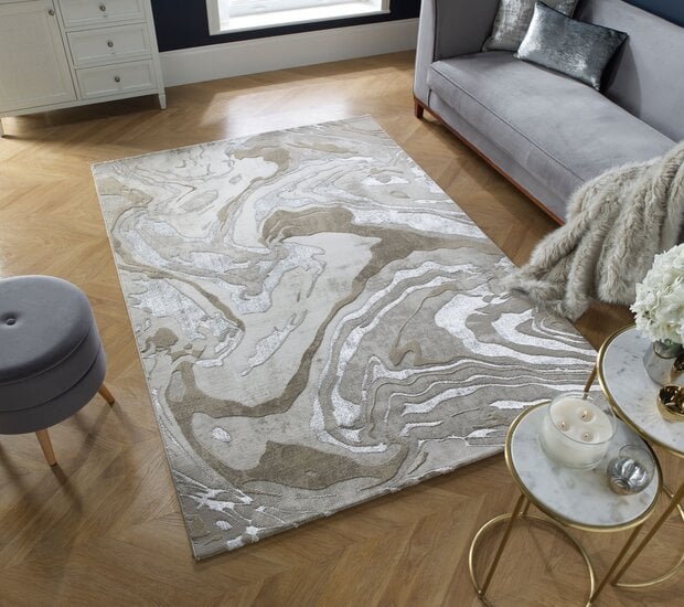 flycarpets Modern vloerkleed - Marbled Beige