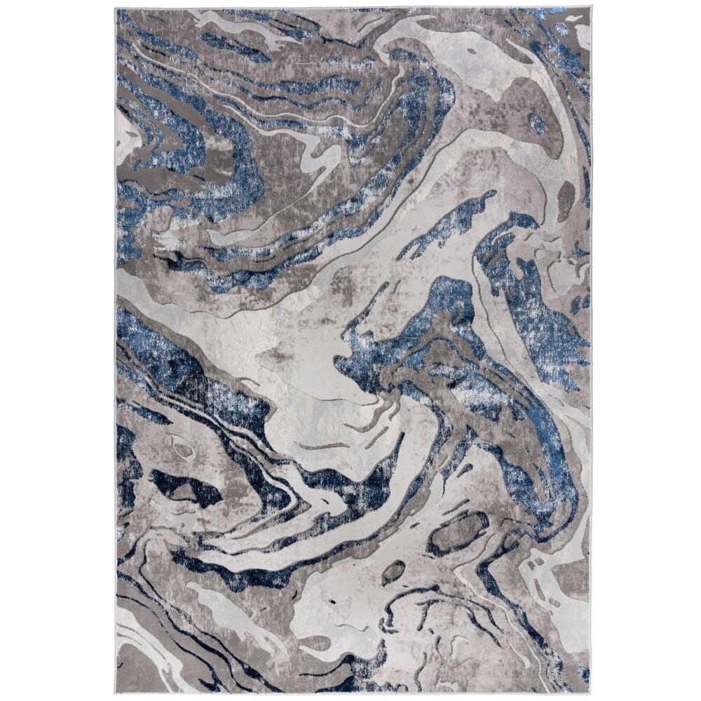 Flycarpets Modern Vloerkleed - Marbled Grijs/Navy