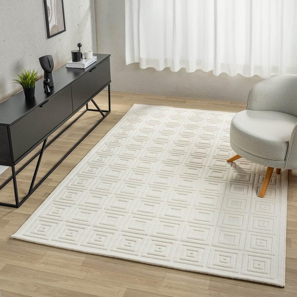 Flycarpets Modern Vloerkleed - Medea Cubes Wit