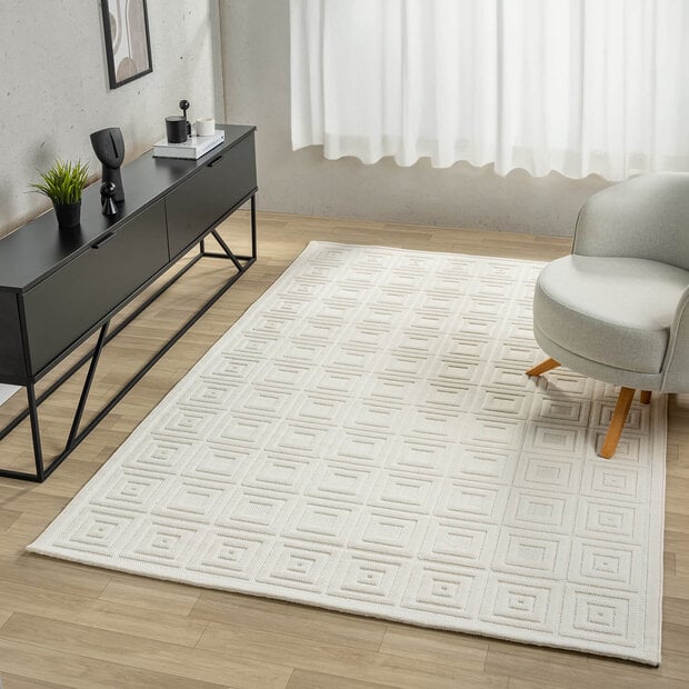 flycarpets Modern vloerkleed - Medea Cubes Wit