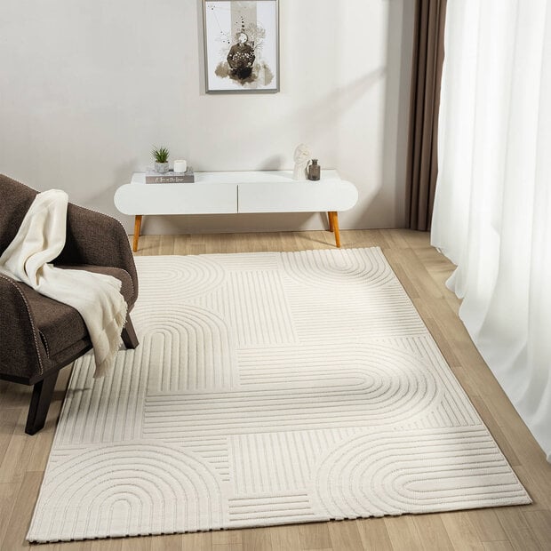 flycarpets Modern vloerkleed - Medea Japandi Wit