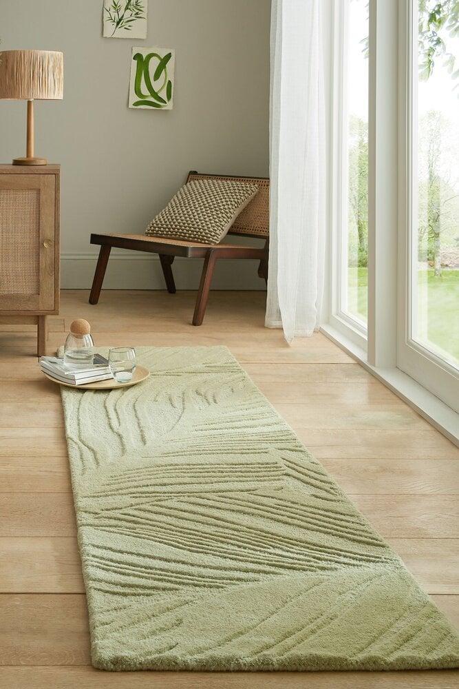 Flycarpets Moderne Loper Wol - Lino Leaf Salie Groen